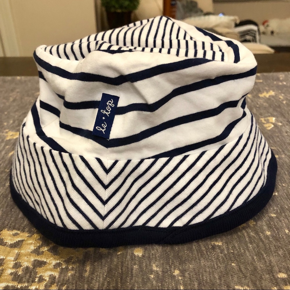 NWT Le Top Navy & White Striped Nautical Sun Hat - Picture 2 of 6